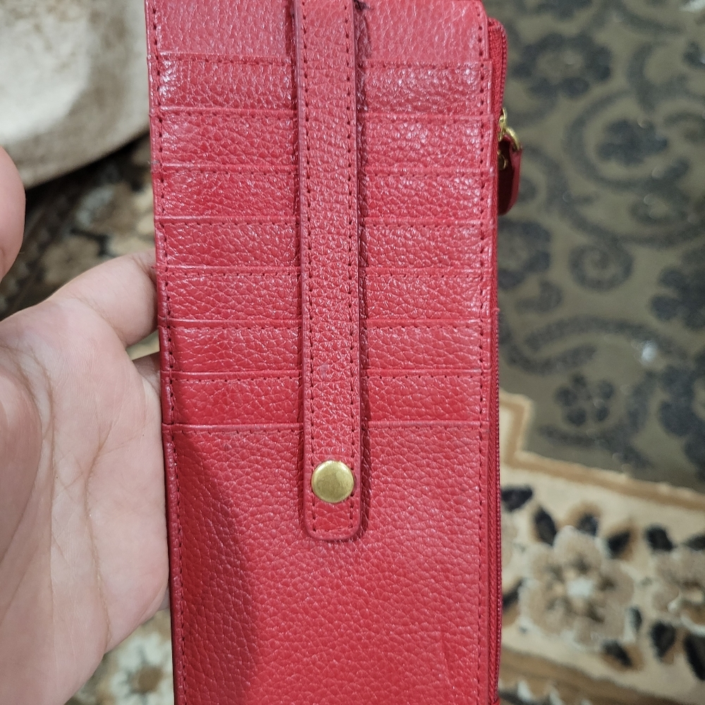 LODIS Red Women Slim Wallets Long Multiple Cards Holder  Under Lock & Key